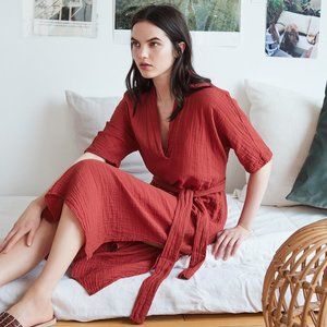 KERRY COTTON GAUZE V-NECK DRESS Velvet